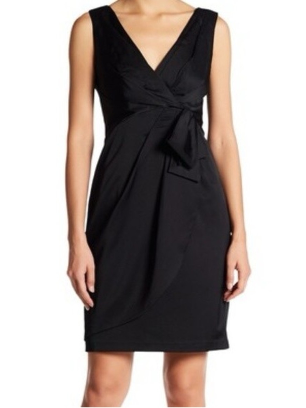 NWT Nanette Lepore Katie Mae Black Satin Surplice V-Neck Dress Size 4